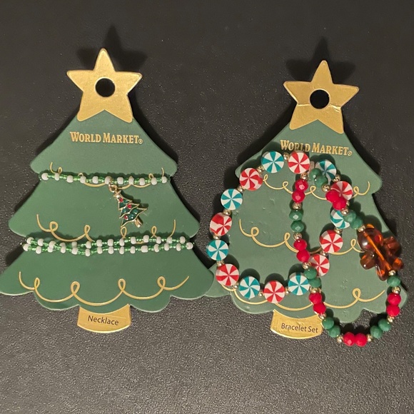NWT WORLD MARKET CHRISTMAS NECKLACE BRACELETS HAIR HEADBAND LOT - Picture 5 of 5